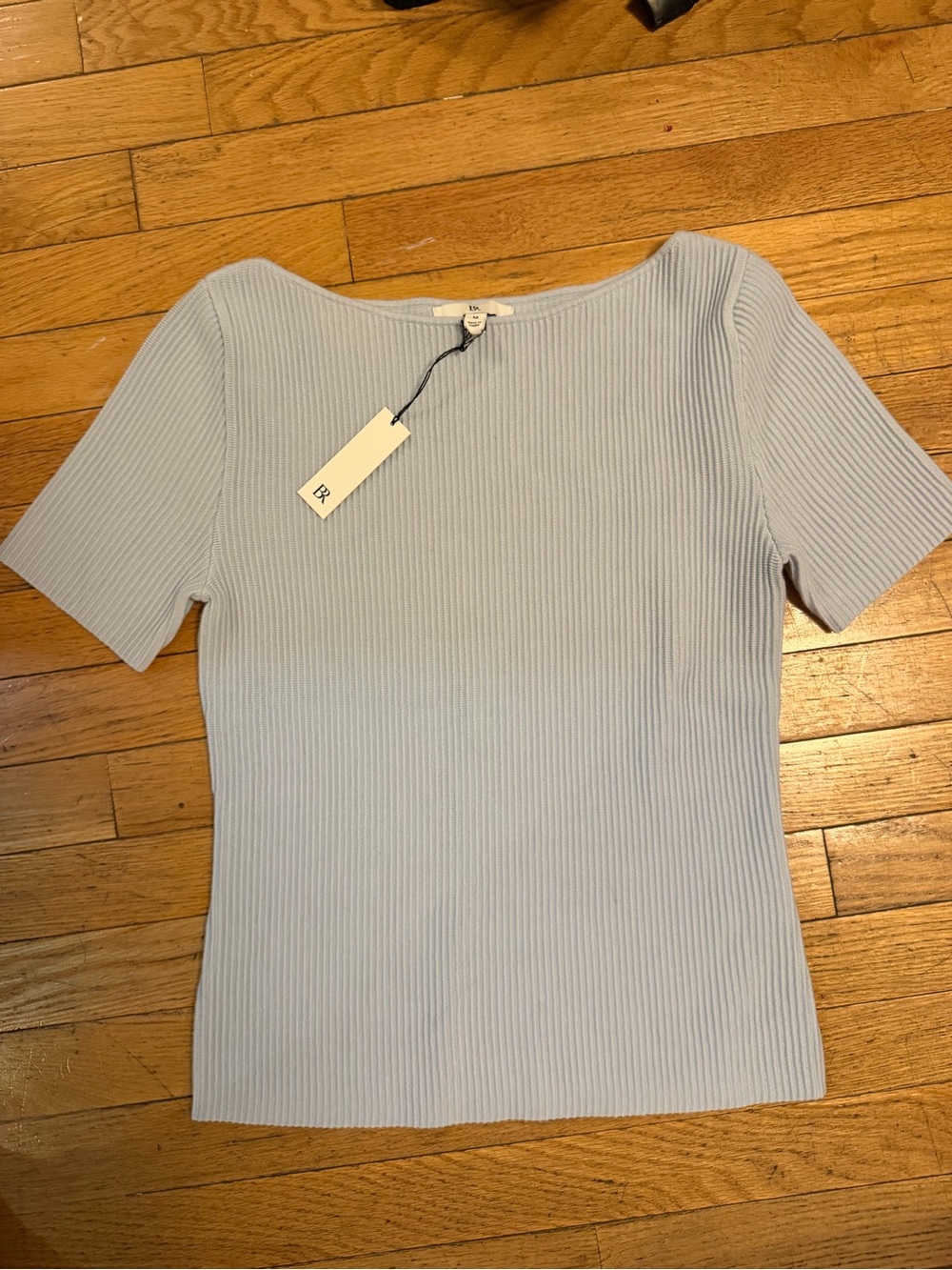Banana Republic Light Blue Ribbed Short-Sleeve Top